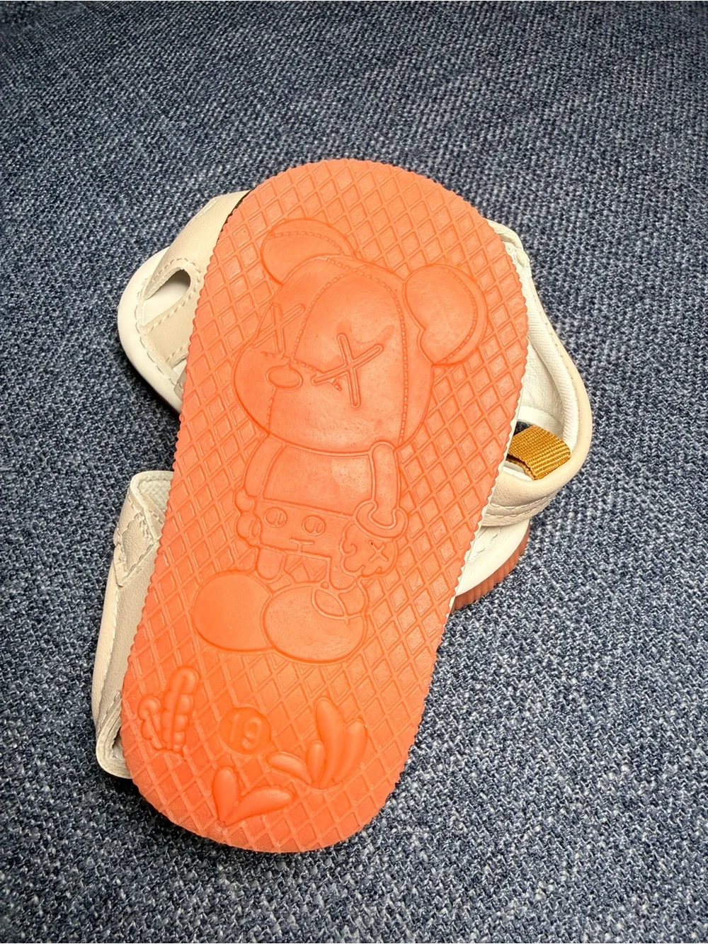 White Kids Sandals with Teddy Accent